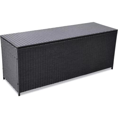 VidaXL Garden Storage Box Black 150x50x60 cm Resin Weave beautifully designed cabinet wicker garden storage box