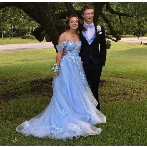 Vintage Long A-Line Off Shoulder Lace Prom Dresses Zipper Back Robe De Soiree Floor Length Tulle Formal Party Gown for Women