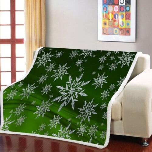 Green Background White Snow Blanket 3D Nap Office Sofa Wool Blanket Child Adult Warm Blanket