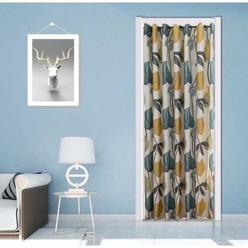 1PC Panel Rings Nordic Leaves Door Curtain Modern Leaf Insulation Blackout Kitchen Door Door Way Drapes *VT