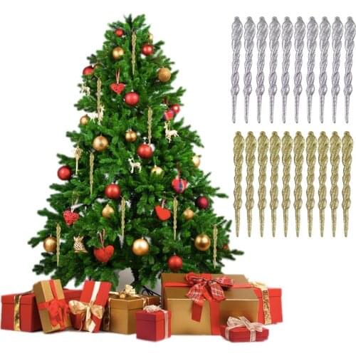 Behogar 10pcs 13cm Twisted Simulation Icicle Christmas Tree Hanging Ornament Props for Christmas Xmas Tree Winter Frozen Decor