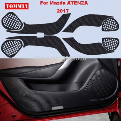 TOMMIA For Mazda ATENZA 2017 Car Inside Door Cover Scratch Protection Anti Kick Pads Carbon Fiber Stickers 4pcs