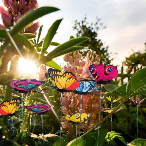 50pcs Colorful Garden Butterflies Stakes Patio Butterfly Ornaments On Sticks Plant Decoration Garden Ornament