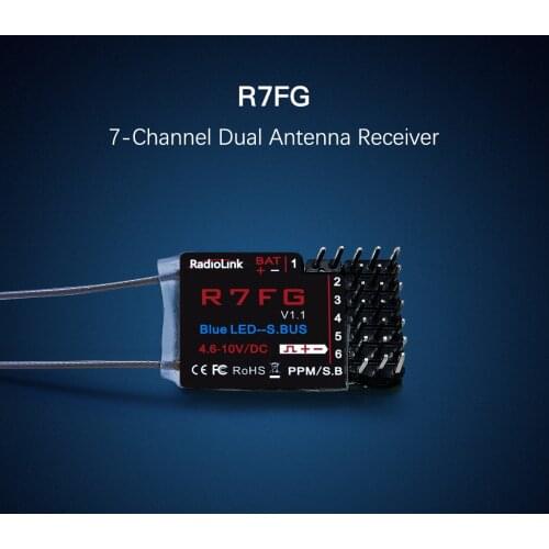 Radiolink R7FG 7 Channel Dual Antenna Receiver 2-Way High Voltage Transmission Integrated Gyro for RC6GS RC4GS Radio Control