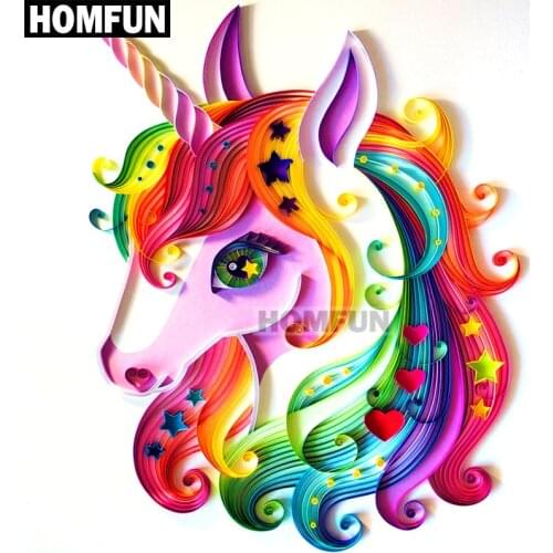 HOMFUN Full Square/Round Drill 5D DIY Diamond Painting "unicorn" 3D Embroidery Cross Stitch 5D Home Decor Gift A01377