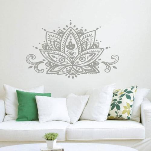Lotus Flower Wall Decal Namaste Mandala Wall Sticker Boho Bohemian Home Decor Indian Pattern Yoga Studio Wall Art Mural MTL15