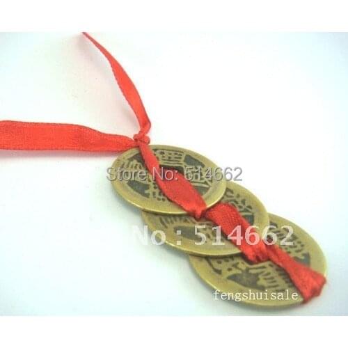 Fengshui Three Red Ribbon Feng Shui Coins W Red Envelop