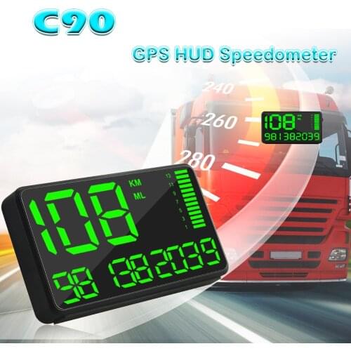 GPS Car Vehicle speedometer C90 DC5V Universal hud display GPS accessary tool with overspeed alarm driving time digital