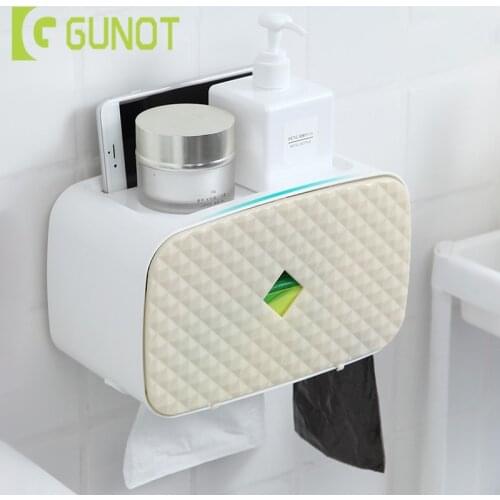 GUNOT Portable Toilet Paper Holder Wall Mounted Tissue Storage Box For Toilet Plastic Roll Paper Dispenser Bathroom Accessories