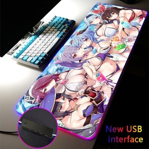 Customized RGB Mouse Pad USB Hub Genshin Impact Swimsuit MousePad Four USB Docking Dock Typec Interface Multi-interface DeskMat