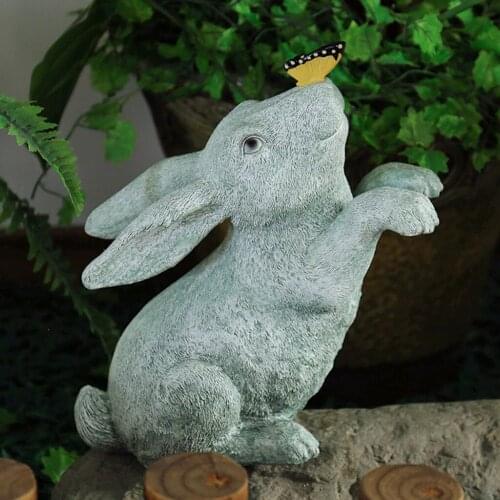 Bunny Rabbit Statues Outdoor Home Lawn Easter Resin Artificial Animals Ornament
