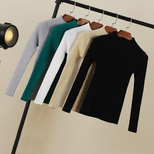 2021 korean style long sleeve top sweaters for women fashion tops clothing sweaters black turtleneck pullovers knitted blouses