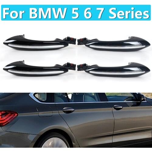 4X Black Car exterior door handle Comfort Access Door Handle Set For BMW 5 6 7 Series F07 F10 F11 F06 F12 F13 F01