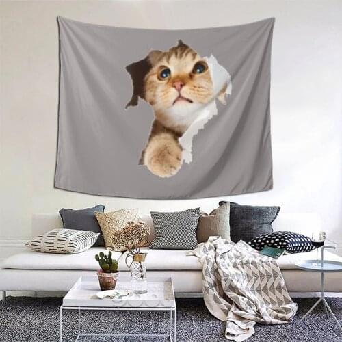 Tearing The Cat In The Hole Tapestry cat Tapestry Wall Bedspread Bohemian Hanging Blanket For Bedroom Dorm