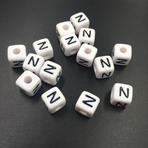 10*10MM Cube Square Acrylic Plastic Alphabet Letter Beads for Name Bracelet DIY Single Letter N Beads,550PCS/Lot