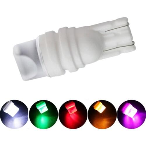 50pcs T10 LED W5W 194 Ceramic Car Clearance Light Bulbs Auto Reading Instrument Lamp Car Styling White Red Blue Green Pink DC12V