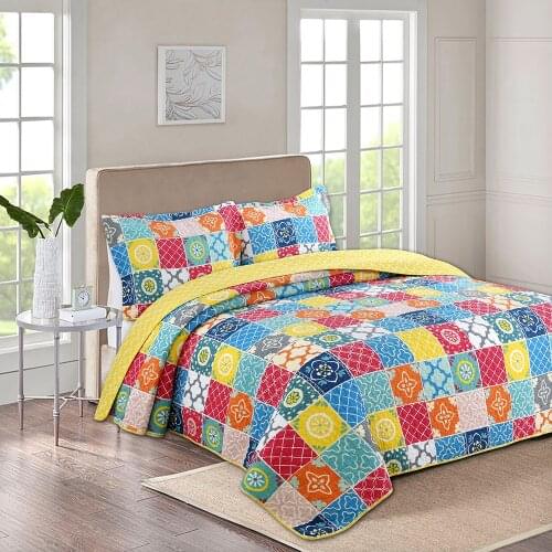 240*260cm Fashion Colorful Cotton Quilted Blanket Aircondition Summer Quilt Patchwork Comforter Bed Cover Bedspread
