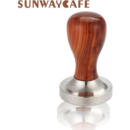 Red Sandalwood Coffee Tamper 51mm/58mm Thread Base Stainless Steel Coffee Powder Hammer Espresso Cafe Barista Tools Accessories
