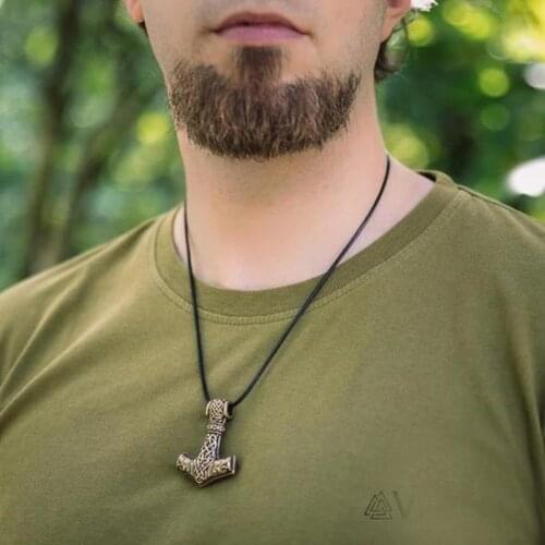 Beier 316L stainless steel Norse Viking Pendant Necklace Wolf Thors Hammer Mjolnir Scandinavian odin amulet men jewelry LP385