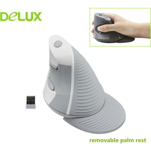 Delux M618 Vertical Mouse 6 Buttons 2.4Ghz USB Wireless Mice 1600 DPI Optical Mouse Ergonomic Gamer Mice Mause For PC Laptop