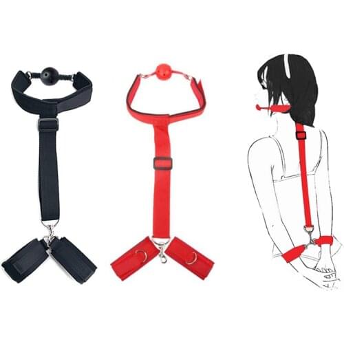 Handcuffs & Mouth Gag Plug Mouth BDSM Bondage Ball Sex toys For Woman Couples Sex Products Adult Erotic Restraint Fetish Slave