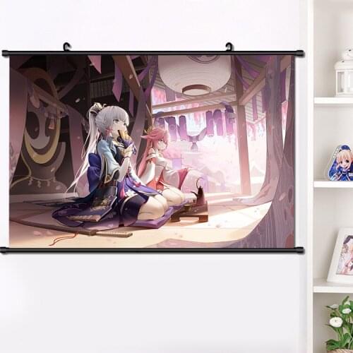 NEW Anime Genshin Impact Yae Miko HD Wall Scroll Roll Print Girls Persona Painting Poster Home Decor Collectible Art 40*60 cm