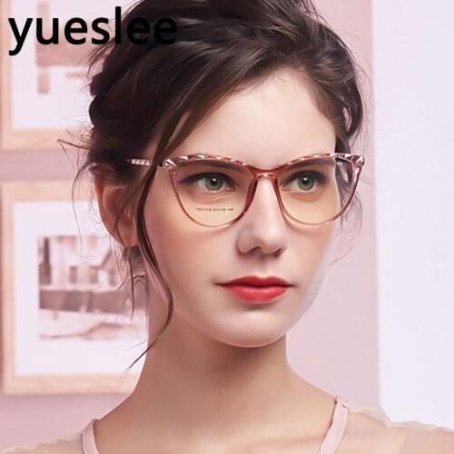 46966 Plastic Titanium Anti-Blue Light Cat Eye Glasses Frame Men Women Optical Fashion Computer Eyeglasses