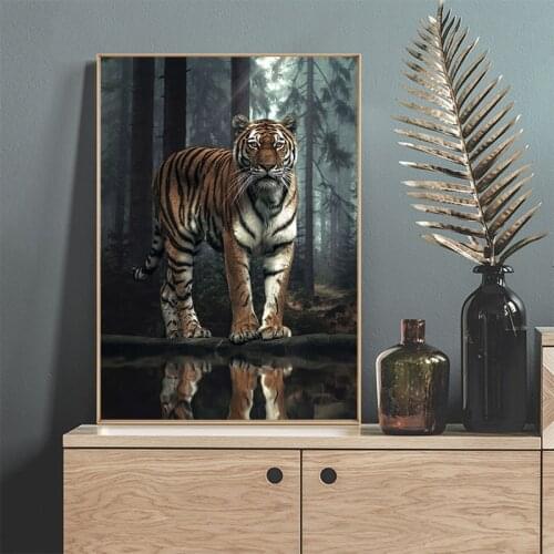 Forest Tiger Posters And Prints Modern Wild Animal Canvas Painting Printing Decorative Wall Art Pictures Living Room Home Mural