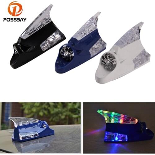 POSSBAY Shark Fin Car Antenna Universal LED Colorful Lights Auto Decorative AerialsFor All Cars Aerials Antenna Car Styling