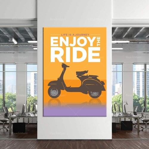 Retro scooter art print, enjoy riding-retro city travel posters, travel theme gifts, Italian scooter wall art, unique gifts for