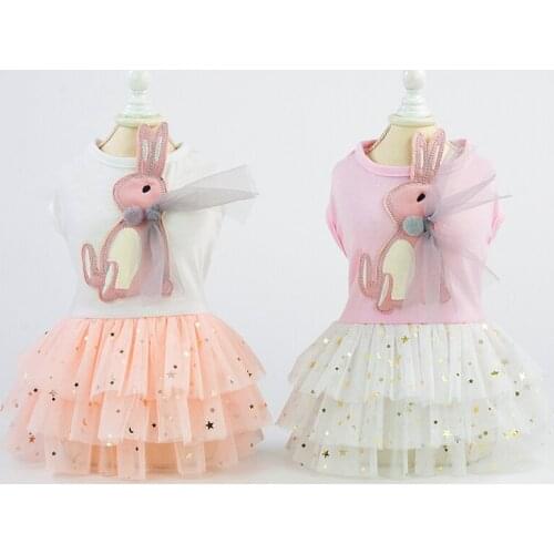 Pink Pet Dog Dress Rabbit Princess Lace Dresses For Small Dogs Cat Wedding Party Casual Skirt Dog Clothes Pet Supplies Hot Sale