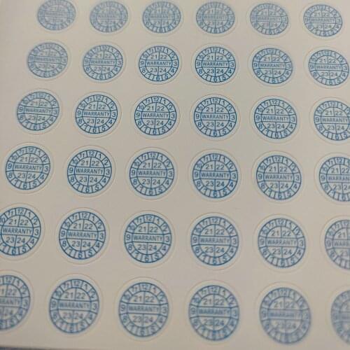 Blue Warranty Sticker Security Seal Sticker 2021 2022 2023 2024 Year Round 10mm Size 2000PCS