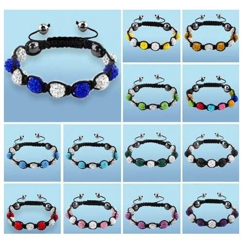 Mix black white blue multicolor dg3 10mm AB Clay Disco Ball Bracelets & Bangles Mixed Colours crystal
