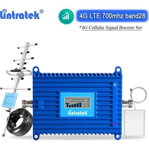 Band 28 Lintratek 4G 700mhz LTE cellular signal booster ALC/AGC amplifier LCD display cell phone signal repeater 70dB Internet