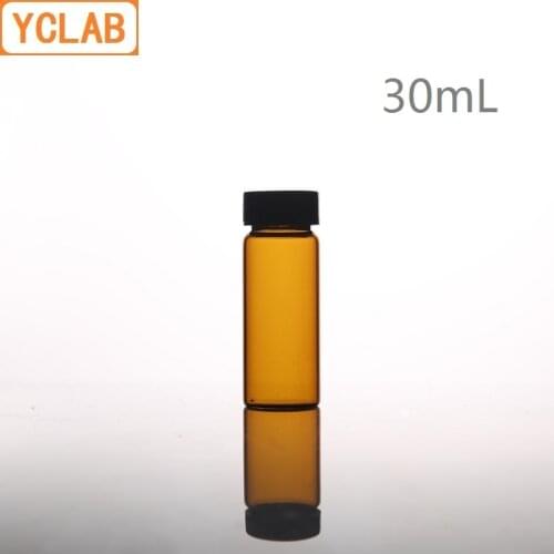 YCLAB 30mL Glass Sample Bottle Brown Amber Screw with Plastic Cap and PE Pad Laboratory Chemistry Equipment