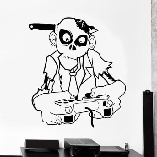 Funny Zombie Gamer Play Game Wall Sticker Vinyl Art Home Decoration Boys Teens Room Game Decals Wall Poster Removable Mural S108