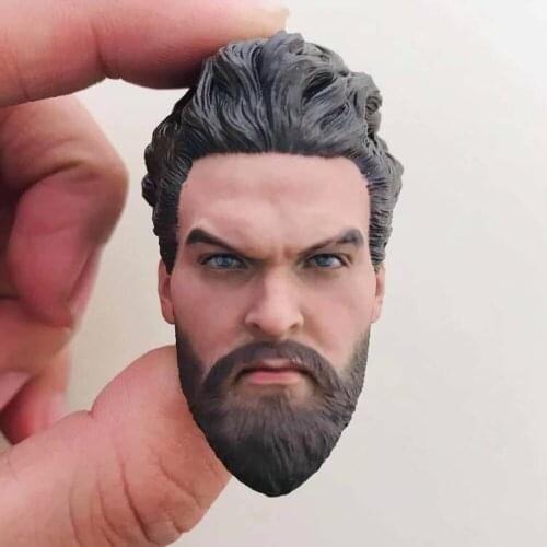 1/6 Floating Long Hair Jason Momoa Head Sculpt Aquaman Arthur Curry Head Carving for 12'' Male Strong Muscle Action Figure