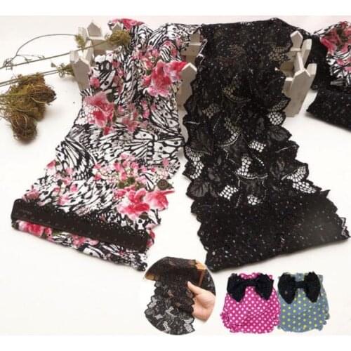 1 Meter/lot 15cm Width Colorful Black High Quality Flower Floral Elastic Lace Trim Sewing DIY Craft Sewing Accessories