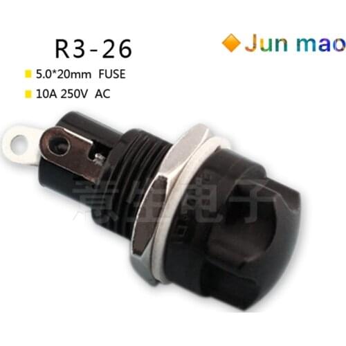 1PCS R3-26 inlet fuse holder 5 * 20MM button type fuse box fuse holder 10A 250V
