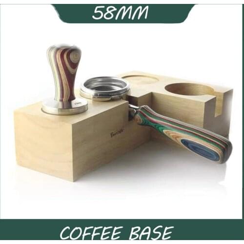 1PC Sturdy wooden Coffee Tamper Holder Tamping Stand 58mm Barista Shelf Mat Espresso Coffee Machine Handle Tools Bracket