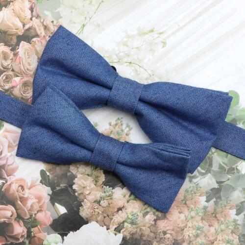 100% Cotton Cowboy Color Parent-Child Bowtie Sets Lovely Kids Pet Men Neckwear Butterfly Wedding Blue Black Pink Grey Tie Gift