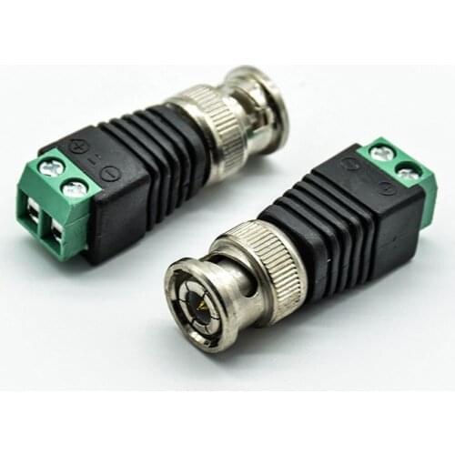 2pcs/lot Mini Coax BNC Connector UTP Video Balun Connector BNC Plug DC Adapter For CCTV Surveillance Camera CCTV system