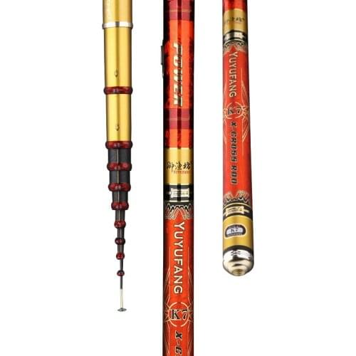 4.9m-9.0m Front-End Fishing Rod Super Hard Three Positioning Stream Olta Vara De Pesca Carbon Fiber Not Cut Line Fishing Sticks