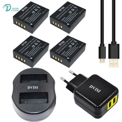 DVISI 4Pcs NP-W126 NP W126 Battery + Dual Charger + 2-Port USB Plug For Fuji HS50 HS35 HS33 HS30EXR XA1 XE1 X-Pro1 XM1 X-T10