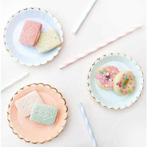 8pcs Plastic Plates Paper Plate Disposable Party Tableware Vaisselle Dessert Wedding Birthday Table Decoration Party Supplies