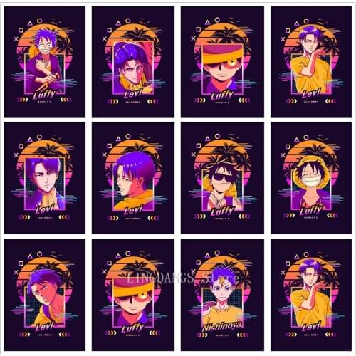 5D DIY Diamond Painting Anime Luffy ACE Attack On Titan Manga Piece Retro Diamond Mosaic Embroidery Cross Stitch Art Home Decor