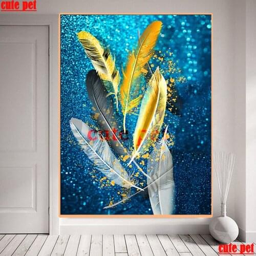 Diamond Painting Metal feather Cross Stitch 5d embroidery diy diamond mosaic rhinestone puzzle Home Decoration gift artwork