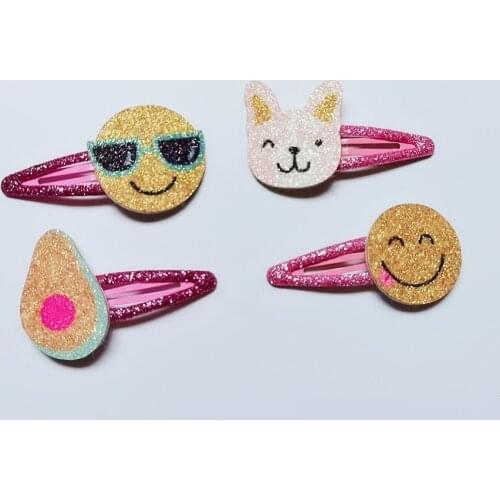 Boutique ins 10 Sets Fashion Cute Glitter Avocado Snap Clips Smile Sun Dog Barrettes Hairpins Princess Headwear Hair Accessories