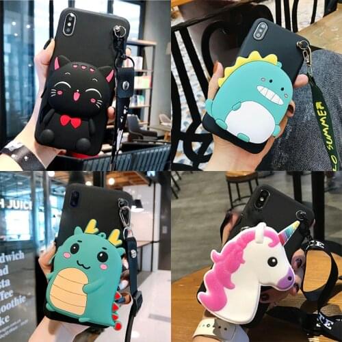 Cartoon 3D Silicone Cat Wallet TPU Case For Huawei Y9 Prime 2019 Y9A Y9S Y8P Y8S Y7 2018 Y7A Y6S Y6 2017 Cute Soft Back Shell