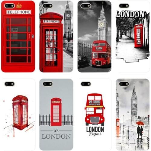 61H RED TELEPHONE BOX BOOTH PHONE BOX Soft Silicone Tpu Cover Case for huawei Honor 7a pro 7x play case